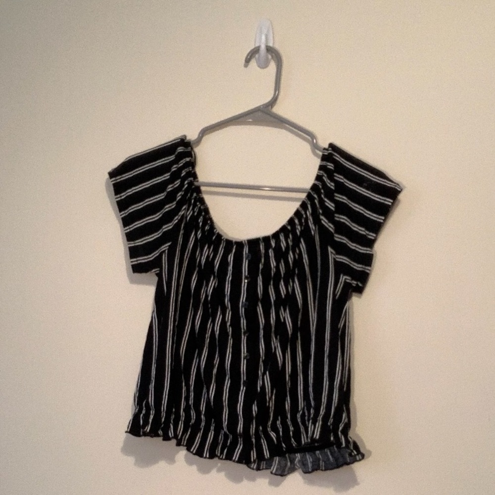 Black and white stripped blouse
